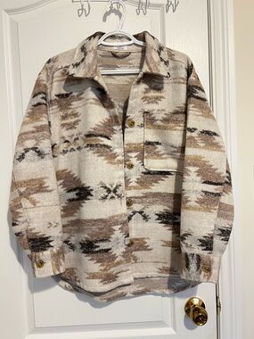 Ardene oversized Beige Brown Cream Patterned Shacket